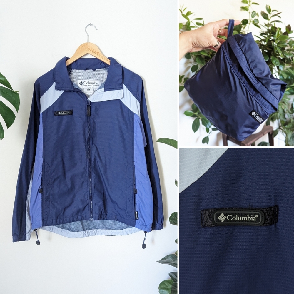 Columbia | Lightweight Zip Front Blue Packable Windbreaker